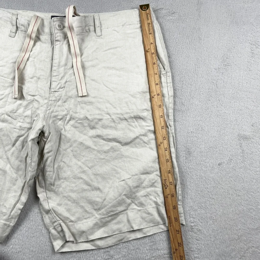 Old Navy Shorts Mens 36 Beige 100% Linen Loose Fit Drawstring Casual Summer 10
